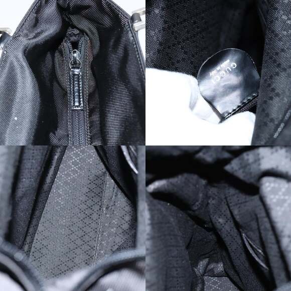 GUCCI Bamboo Hand Bag Nylon Black Silver 002 2122 002 2122 - Picture 11 of 12